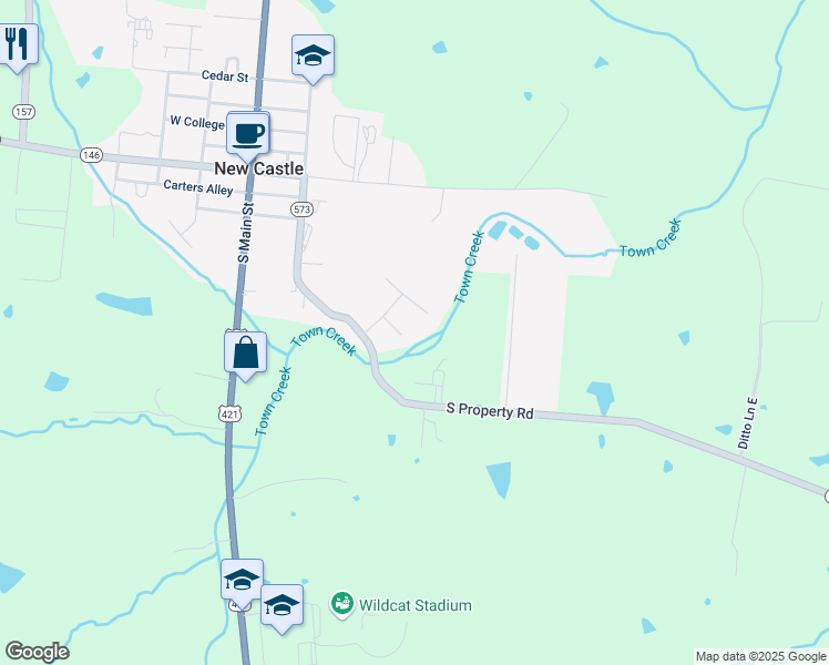 map of restaurants, bars, coffee shops, grocery stores, and more near 201-1059 New Castle Ct in New Castle