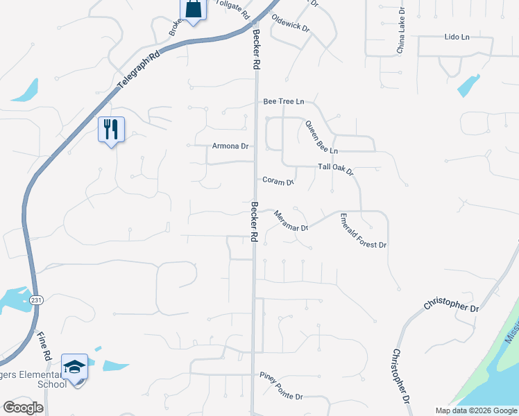 map of restaurants, bars, coffee shops, grocery stores, and more near 2971 Meramar Drive in St. Louis