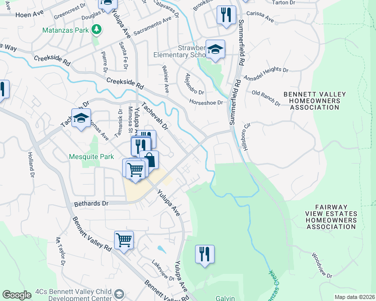 map of restaurants, bars, coffee shops, grocery stores, and more near 2991 Tachevah Drive in Santa Rosa