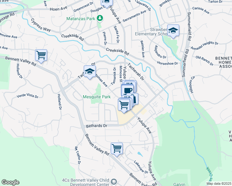 map of restaurants, bars, coffee shops, grocery stores, and more near 2621 Neotomas Avenue in Santa Rosa