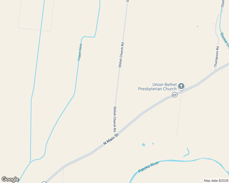 map of restaurants, bars, coffee shops, grocery stores, and more near 4833 Shiloh Church Road in Patoka