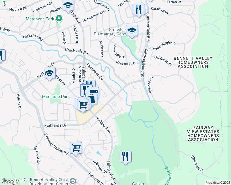 map of restaurants, bars, coffee shops, grocery stores, and more near 2991 Tachevah Drive in Santa Rosa
