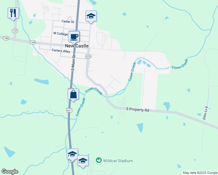 map of restaurants, bars, coffee shops, grocery stores, and more near 13-199 New Castle Lane in New Castle