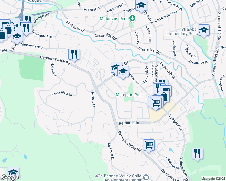 map of restaurants, bars, coffee shops, grocery stores, and more near 2251 Knolls Drive in Santa Rosa