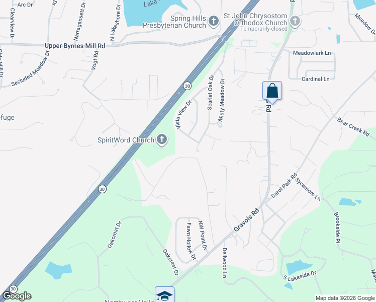 map of restaurants, bars, coffee shops, grocery stores, and more near 4186 Glendale Road in House Springs