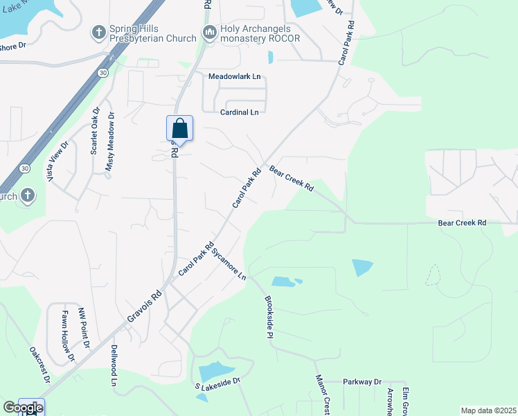 map of restaurants, bars, coffee shops, grocery stores, and more near 3970 Carol Park Road in House Springs