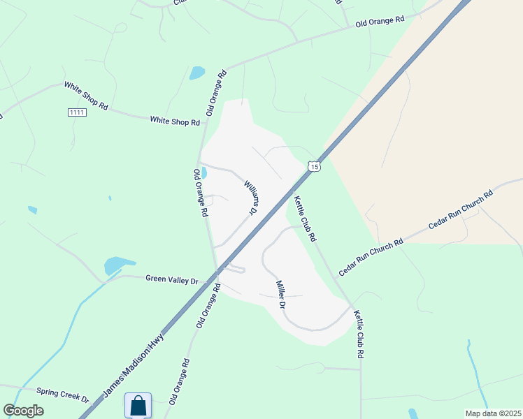 map of restaurants, bars, coffee shops, grocery stores, and more near 20039 Williams Drive in Culpeper