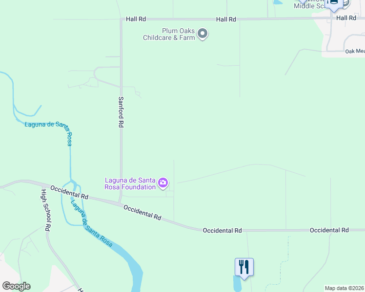 map of restaurants, bars, coffee shops, grocery stores, and more near 5721 Bravo Toro Lane in Santa Rosa
