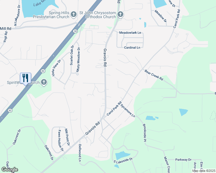 map of restaurants, bars, coffee shops, grocery stores, and more near 4038 Gravois Road in House Springs