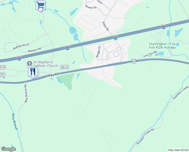 map of restaurants, bars, coffee shops, grocery stores, and more near 2236 Midland Trail in Milton