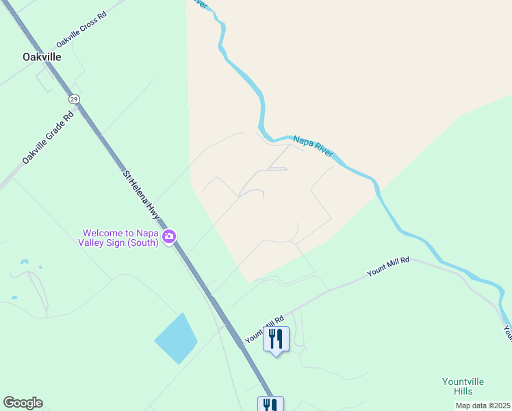 map of restaurants, bars, coffee shops, grocery stores, and more near 7600 Saint Helena Highway in Napa