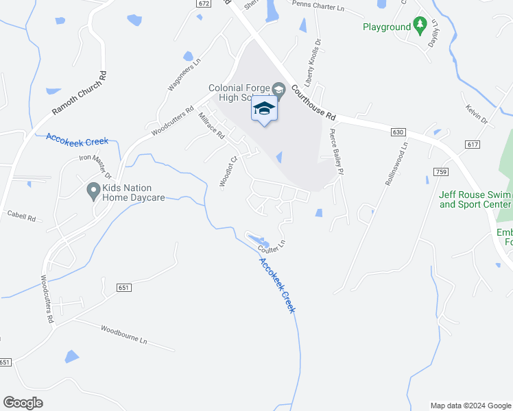 map of restaurants, bars, coffee shops, grocery stores, and more near 18 Ballister Place in Stafford