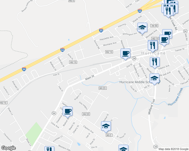 map of restaurants, bars, coffee shops, grocery stores, and more near 1095 Main Street in Milton