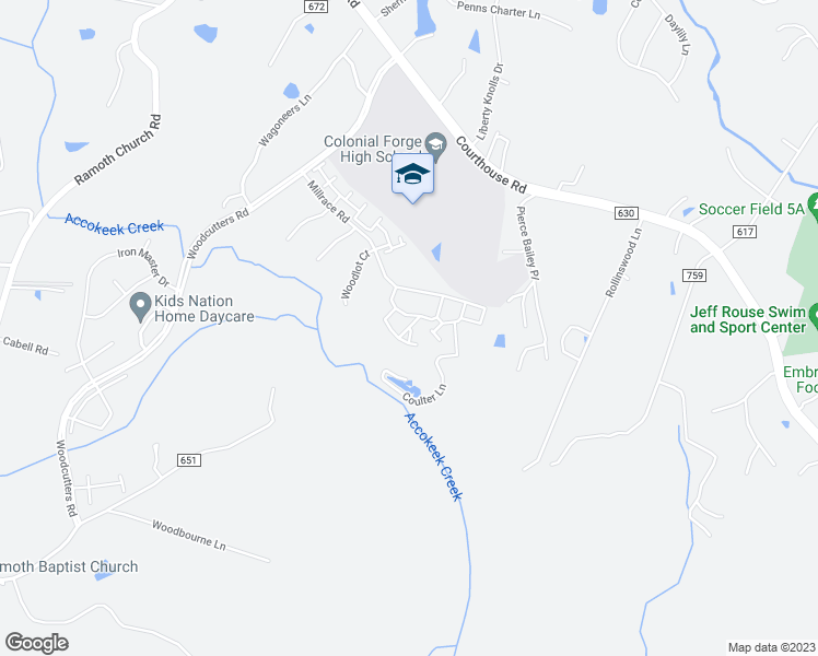 map of restaurants, bars, coffee shops, grocery stores, and more near Ballister Place in Stafford