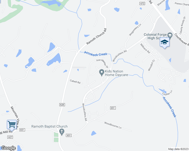 map of restaurants, bars, coffee shops, grocery stores, and more near 23 Tankard Road in Stafford