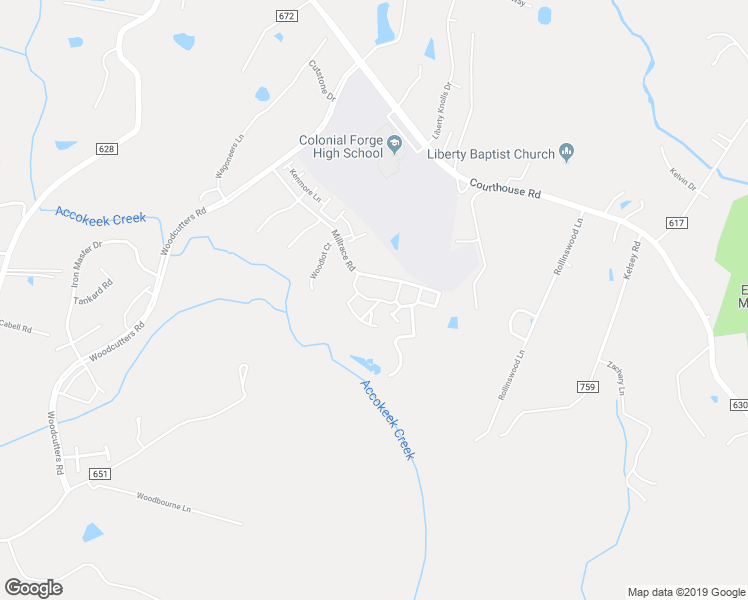 map of restaurants, bars, coffee shops, grocery stores, and more near Lamplighter Lane in Stafford
