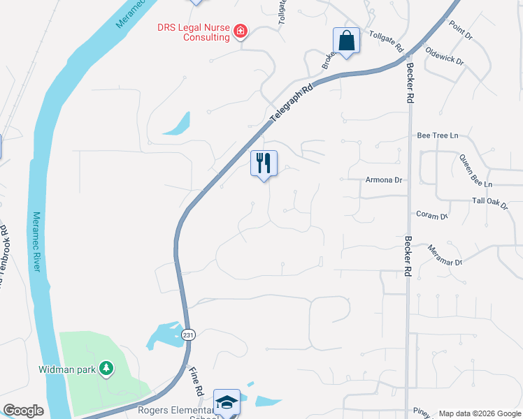 map of restaurants, bars, coffee shops, grocery stores, and more near 2910 Championship Boulevard in St. Louis