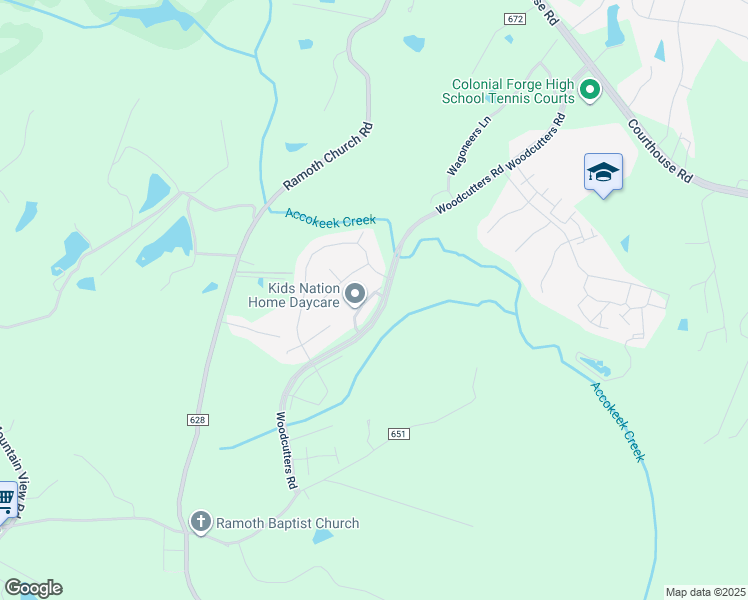 map of restaurants, bars, coffee shops, grocery stores, and more near 15 Shepherds Hook Way in Stafford