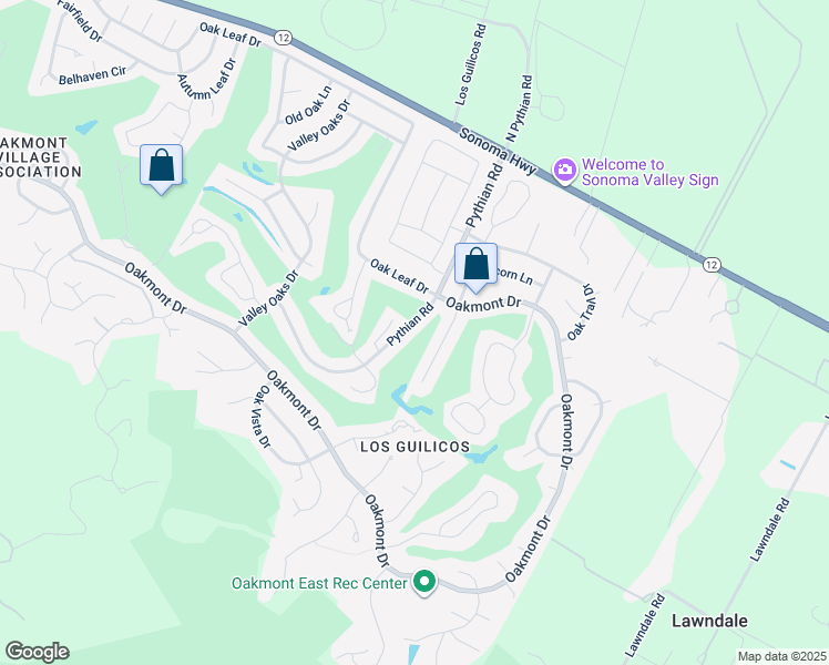 map of restaurants, bars, coffee shops, grocery stores, and more near 326 Pythian Road in Santa Rosa