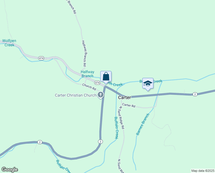 map of restaurants, bars, coffee shops, grocery stores, and more near 12950 Kentucky 2 in Olive Hill