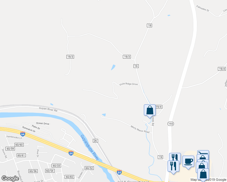 map of restaurants, bars, coffee shops, grocery stores, and more near Vista Ridge Drive in Huntington