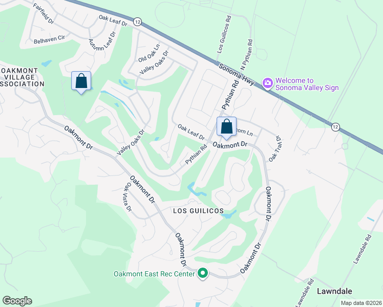 map of restaurants, bars, coffee shops, grocery stores, and more near 326 Pythian Road in Santa Rosa