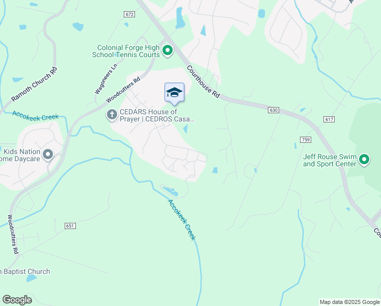 map of restaurants, bars, coffee shops, grocery stores, and more near 1 Augustine Drive in Stafford