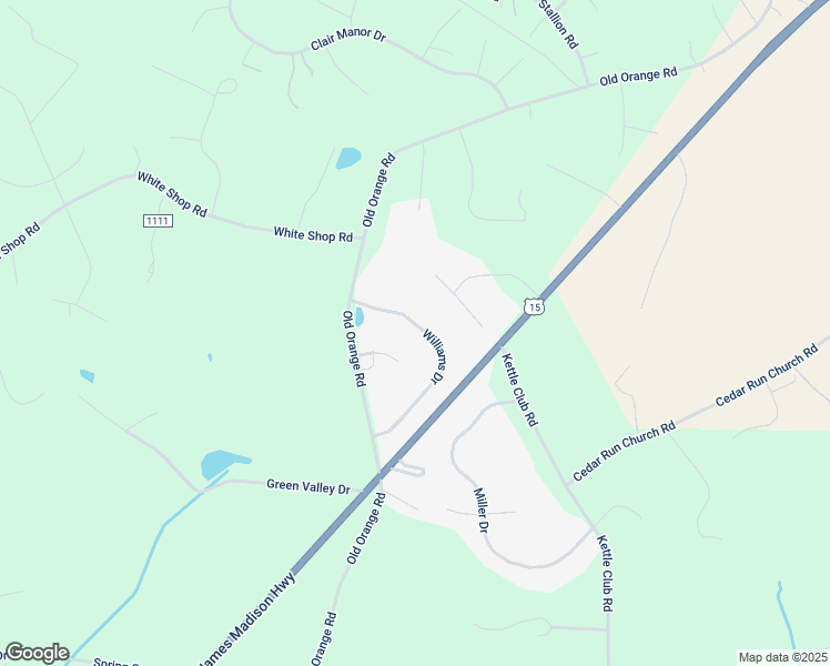 map of restaurants, bars, coffee shops, grocery stores, and more near 19536 Williams Drive in Culpeper