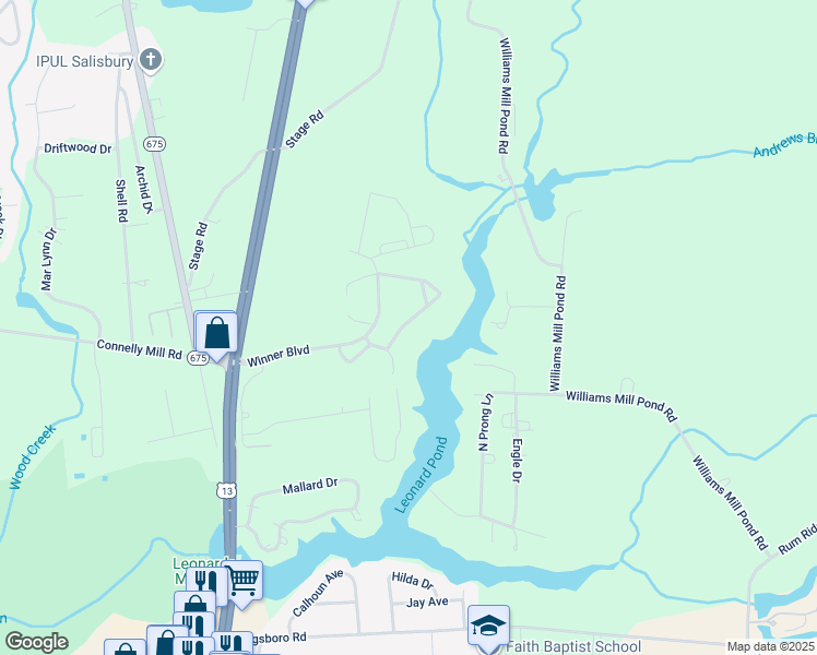 map of restaurants, bars, coffee shops, grocery stores, and more near 8687 Barbara Ann Way in Delmar