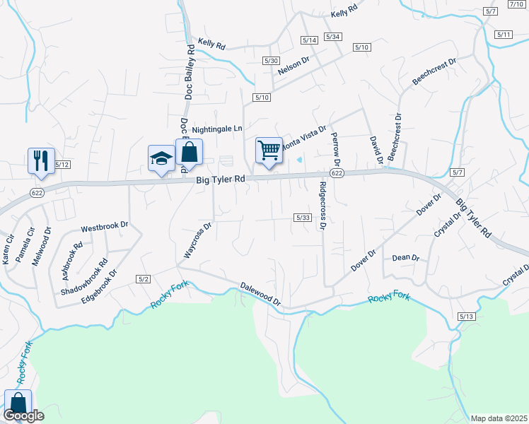 map of restaurants, bars, coffee shops, grocery stores, and more near 5270 Greywood Drive in Charleston