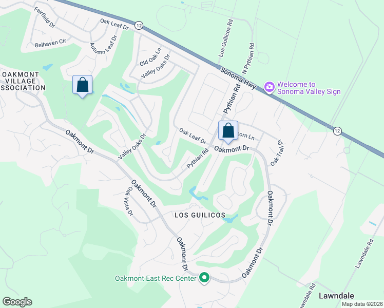 map of restaurants, bars, coffee shops, grocery stores, and more near 325 Golf Court in Santa Rosa