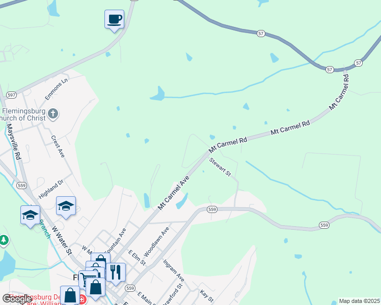 map of restaurants, bars, coffee shops, grocery stores, and more near 278 Crestview in Flemingsburg