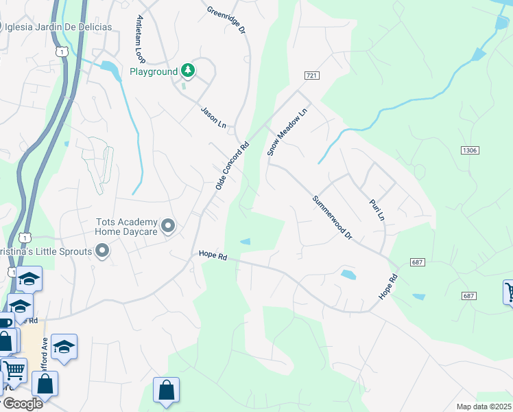 map of restaurants, bars, coffee shops, grocery stores, and more near 92 Olde Concord Road in Stafford