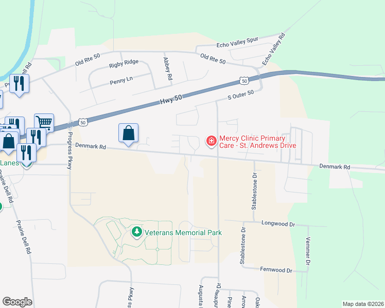 map of restaurants, bars, coffee shops, grocery stores, and more near 1761-1799 Denmark Rd in Union