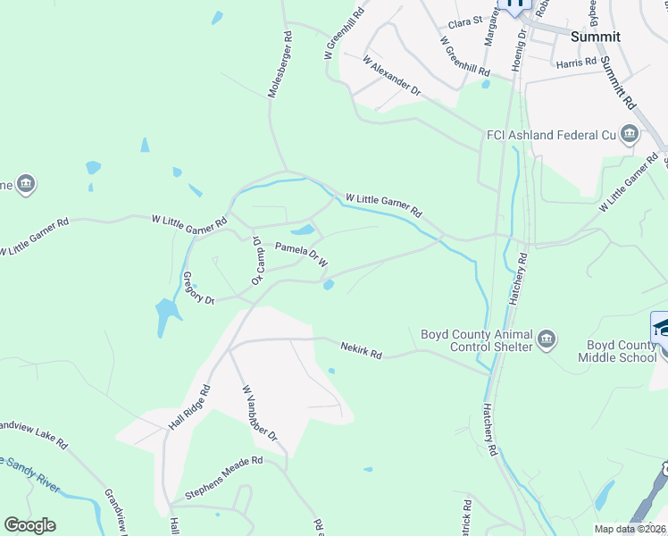 map of restaurants, bars, coffee shops, grocery stores, and more near 6981-7143 Hall Ridge Road in Ashland