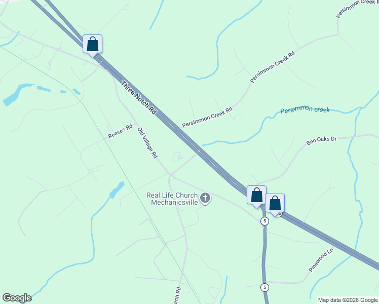 map of restaurants, bars, coffee shops, grocery stores, and more near 27967 Baptist Church Road in Mechanicsville