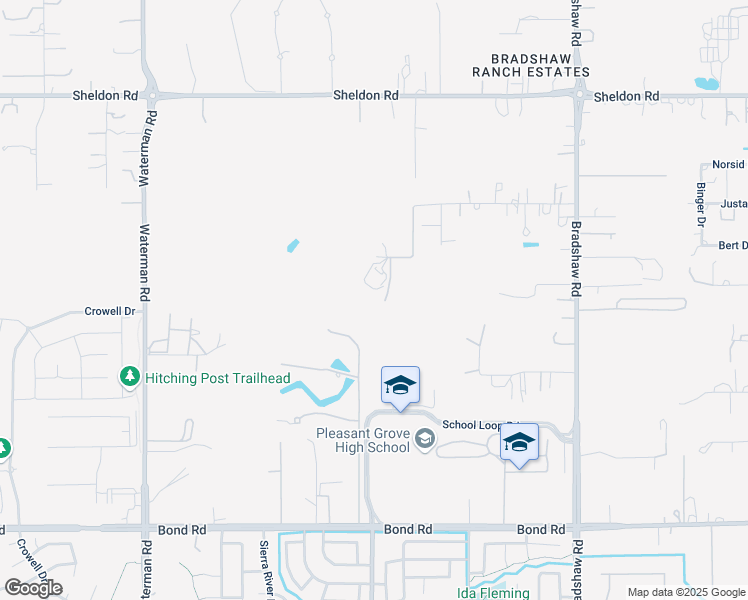map of restaurants, bars, coffee shops, grocery stores, and more near 9536 Sandage Avenue in Elk Grove