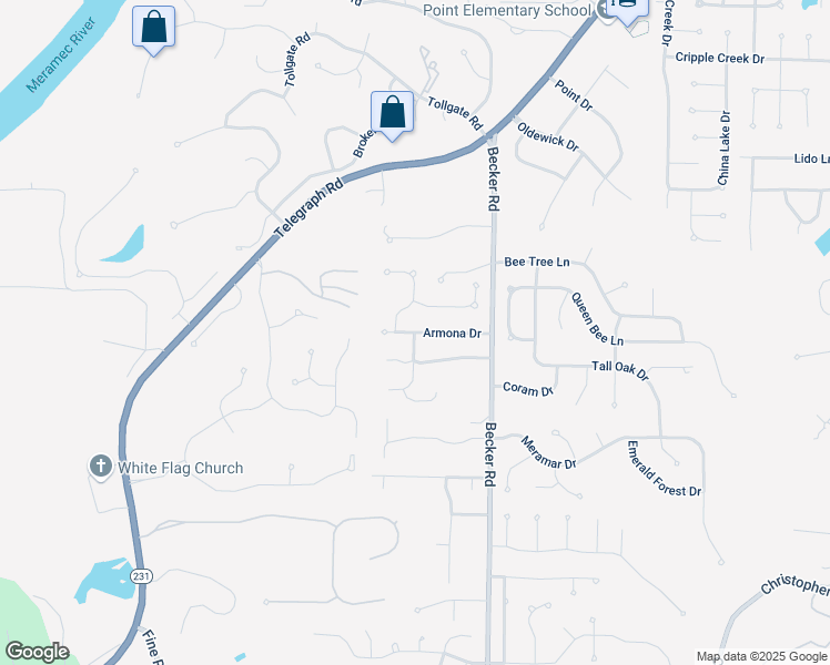 map of restaurants, bars, coffee shops, grocery stores, and more near 7000 Caprock Drive in Saint Louis