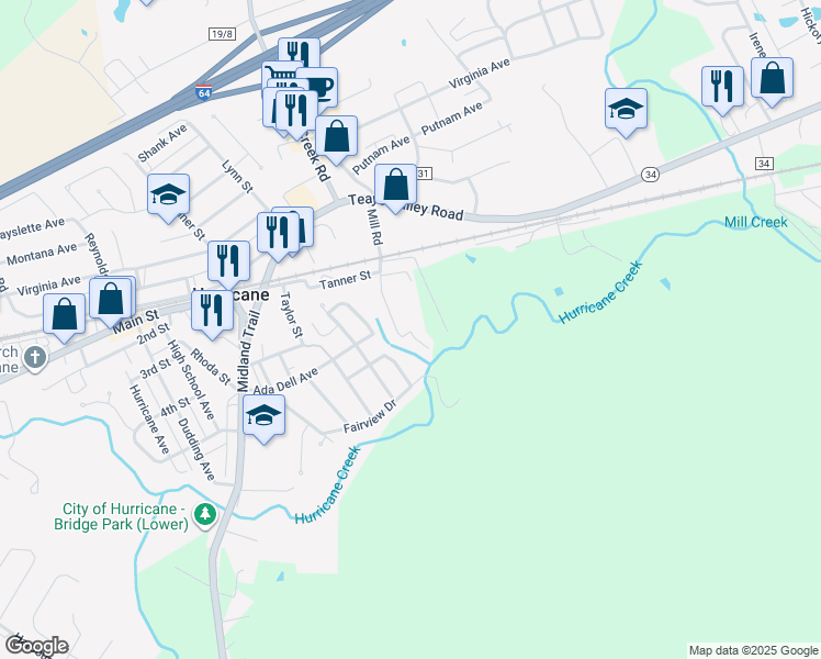 map of restaurants, bars, coffee shops, grocery stores, and more near 227 Gavin Lane in Hurricane