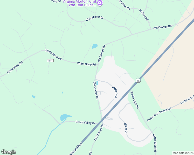 map of restaurants, bars, coffee shops, grocery stores, and more near 19779 Old Orange Road in Culpeper