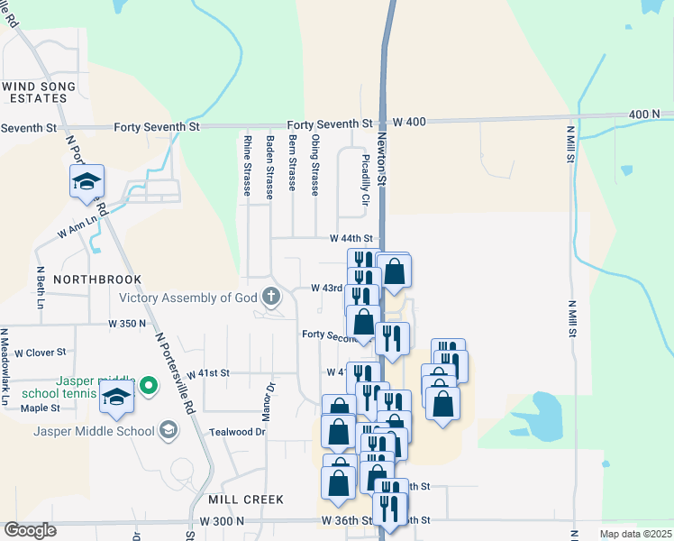 map of restaurants, bars, coffee shops, grocery stores, and more near 8 Canterbury Court in Jasper