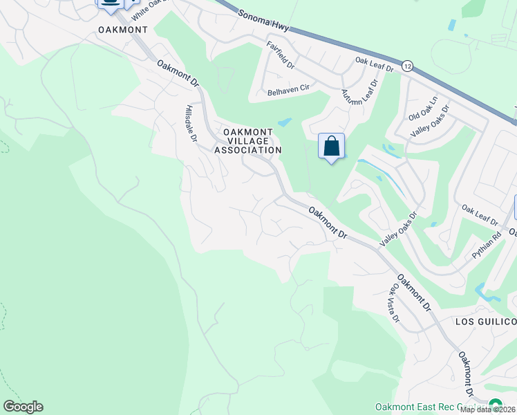 map of restaurants, bars, coffee shops, grocery stores, and more near 41 Oak Forest Place in Santa Rosa