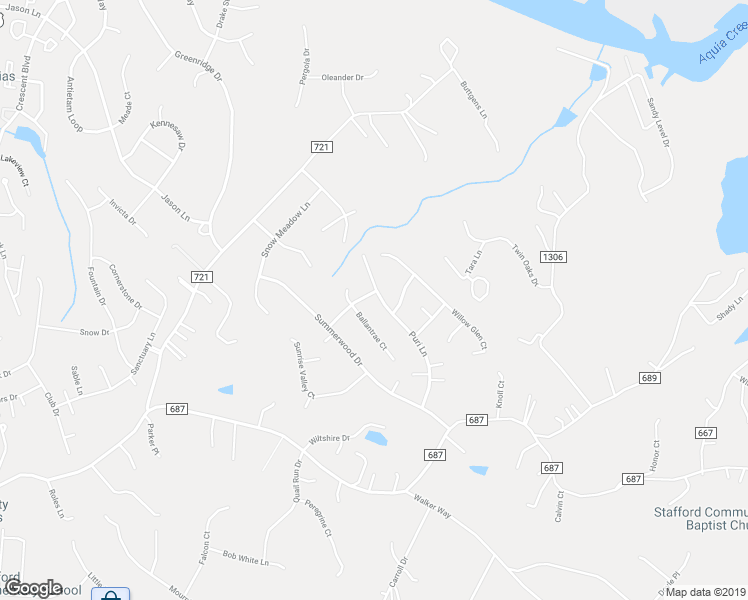 map of restaurants, bars, coffee shops, grocery stores, and more near 39 Puri Lane in Stafford