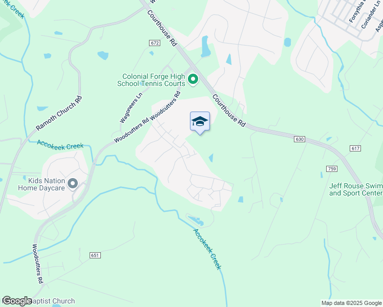 map of restaurants, bars, coffee shops, grocery stores, and more near 135 Blast Furnace Way in Stafford