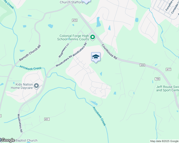 map of restaurants, bars, coffee shops, grocery stores, and more near 85 Strother Lane in Stafford