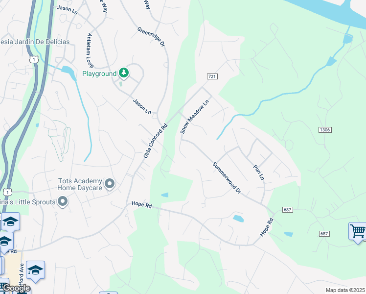 map of restaurants, bars, coffee shops, grocery stores, and more near 27 Snow Meadow Lane in Stafford