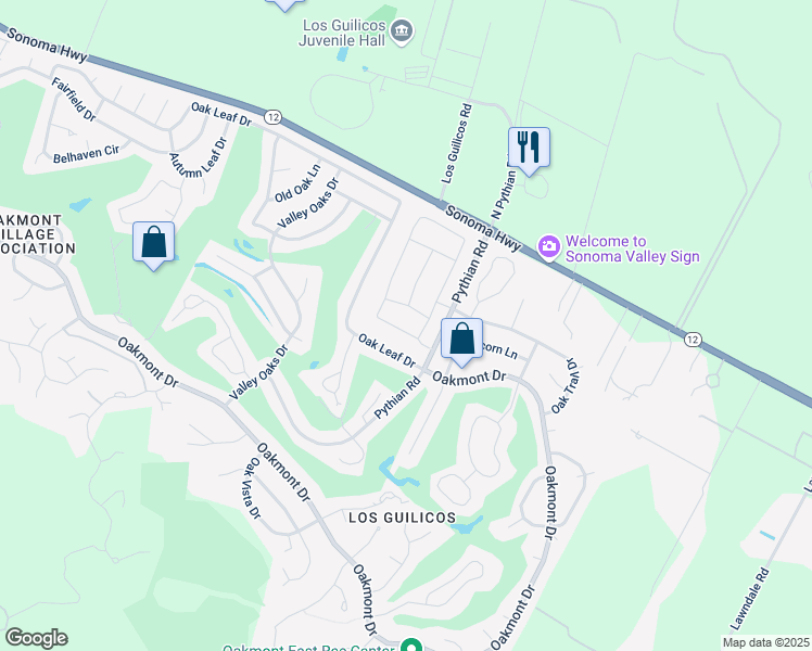 map of restaurants, bars, coffee shops, grocery stores, and more near 7529 Walnut Orchard Way in Santa Rosa