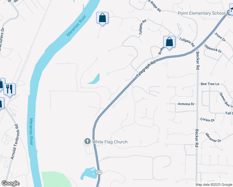 map of restaurants, bars, coffee shops, grocery stores, and more near 7248 Crystal Lake Court in St. Louis