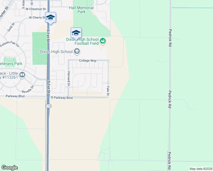 map of restaurants, bars, coffee shops, grocery stores, and more near 1250 Yale Drive in Dixon