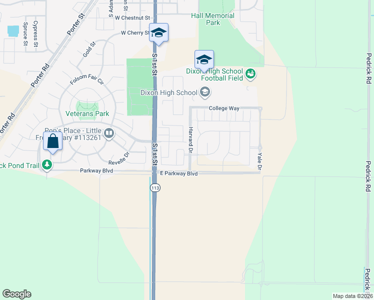 map of restaurants, bars, coffee shops, grocery stores, and more near 1240 Columbia Drive in Dixon